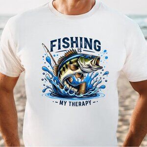 Fishing Is My Therapy T-Shirt | Bass Fishing Graphic Tee | Funny Fisherman Shirt